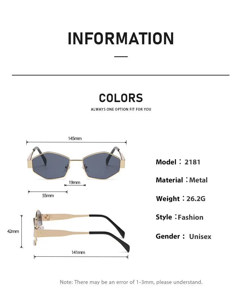 Vintage Special-Shaped Sunglasses Women Men Square Sun Glasses Female Retro Polygon Sunglasses for Male Eyeglass Eyewear