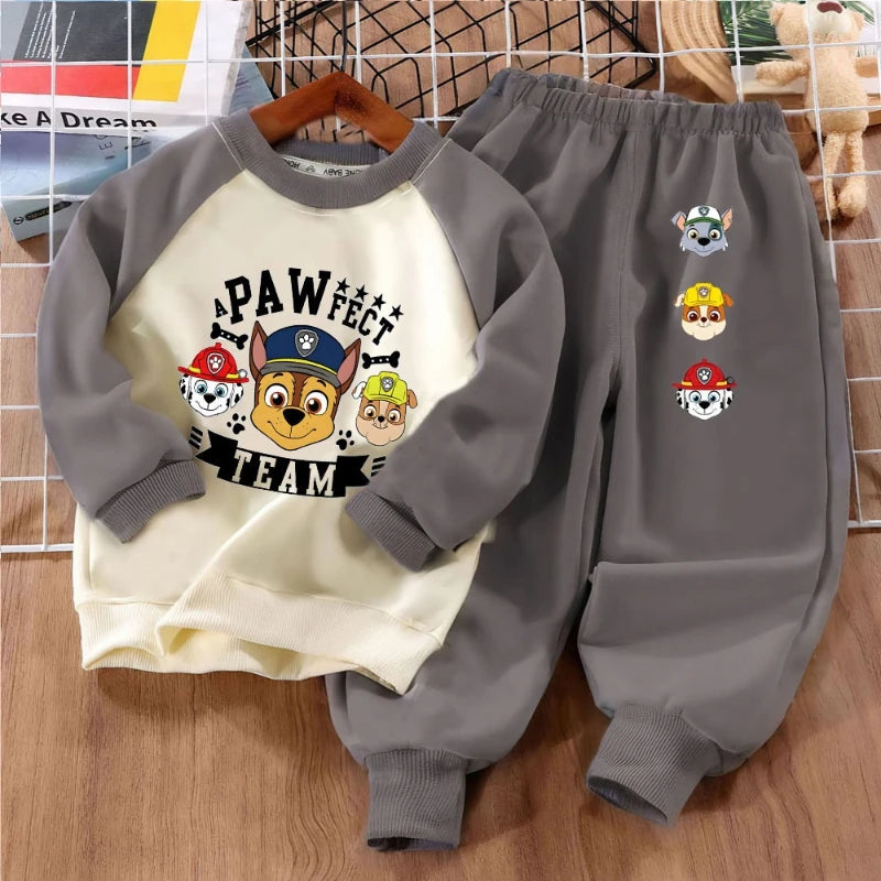 PAW Patro Printed Boys Spliced Sweatshirt 2-piece Sets Kids O Neck Hoodies and Pant 2pcs Set Kids Sport Clothes Suit Spring Fall