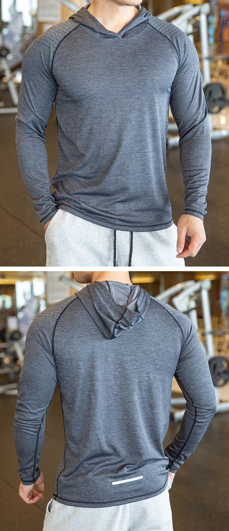 Men Hoodies Summer Running Fitness Casual Hooded Quick Dry Sweatshirts