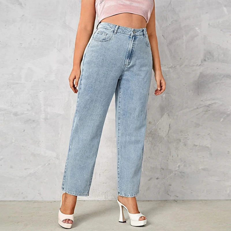 Plus Size Women Jeans Autumn Dark Blue 175cm Tall Stretchy  Denim Pant