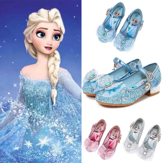 Shiny Frozen Princess Elsa Shoes for Girls High Heels Shoe Kids Baby Shoes Christmas Cosplay Masquerade Birthday Party Sandals