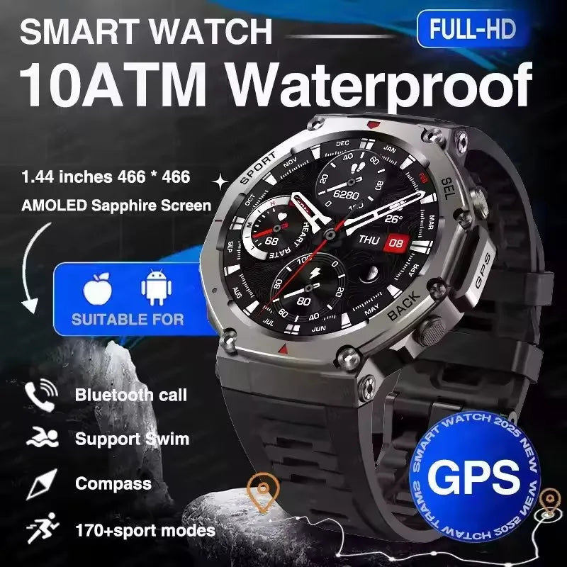 T-Rex 3 Ultra Built-in Dual-band GPS Smartwatch 5ATM Waterproof 48mm AMOLED Compass 170+ Sport Durable Military Smart Watch 2025