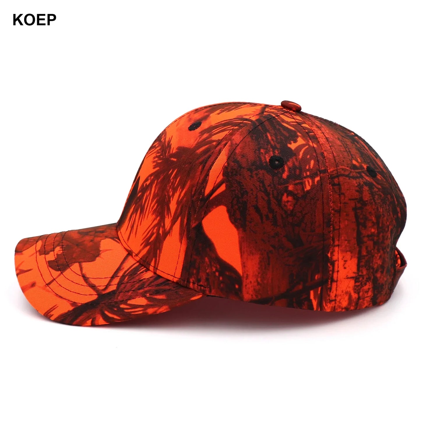 KOEP Jungle Tree Orange Camouflage Cotton Dad Snapback Hat Outdoor Fishing Baseball Cap Bold Fluorescent Orange Camo Hunting Hat