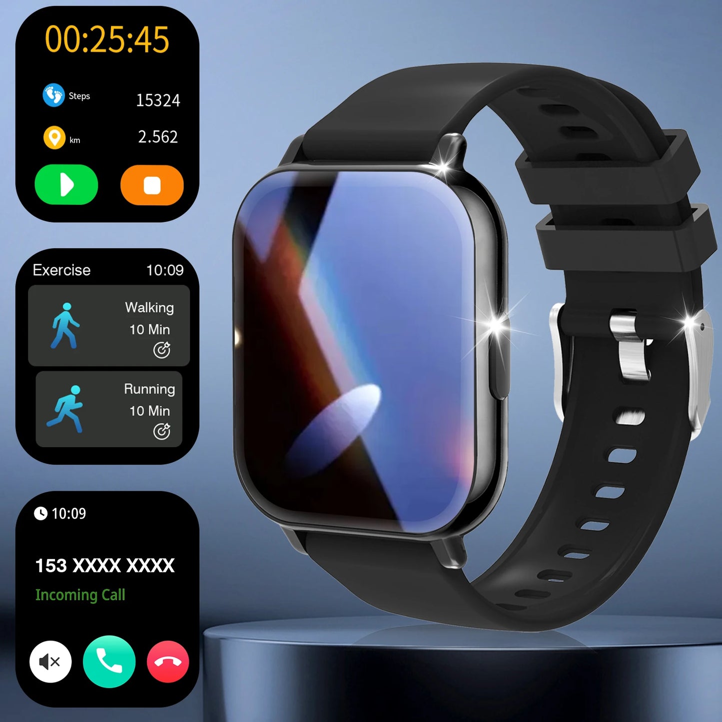 Smart watch, wireless calling /dial,for iPhone/Andriod, multi -Sport mode, calling reminder and rejection, SMS reminder