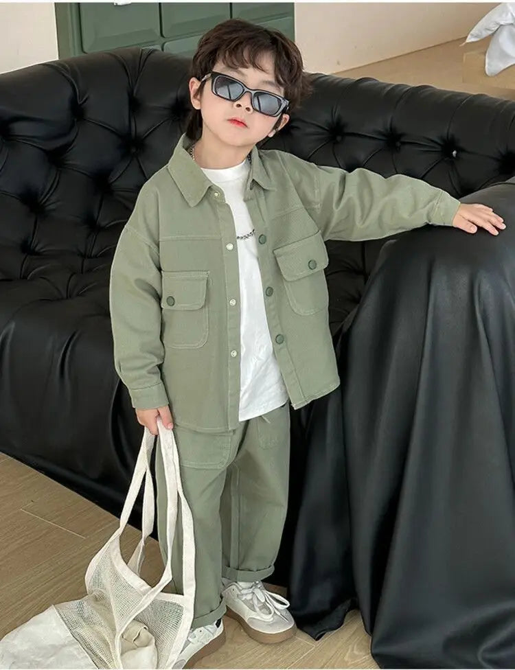 Boys Suit Coat+Pants Cotton 2Pcs/Sets 2025 Lasted Spring Autumn Sports Sets Teenagers Tracksuit Children Clothing