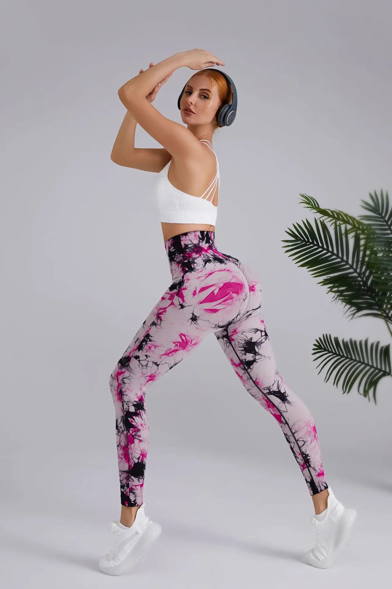 Seamless Peach Yoga Pants Women's Dual Color Tie Dye Tie Float High Waist Sports
