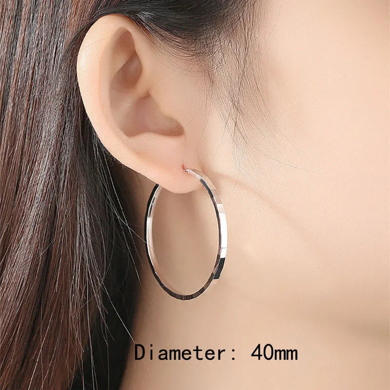 Senlissi - New Fashion 18K Gold Plated Hoop Earrings For Women 925 Sterling Silver Earring Cерьги Kольца Jewelry Girlfriend Gift
