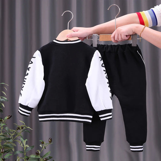 Spring Autumn Baby Boys Clothing Set Cartoon Letter Baseball Coat Pants 2Pcs Suit For 1-5 Years Kids Clothes Child Sport Outfit