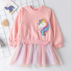 Unicorn Princess Dress Children's Spring & Autumn Season Dress