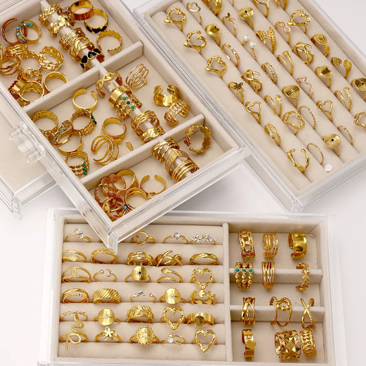 10pcs gold stainless steel women's rings are randomly shipped (without box)