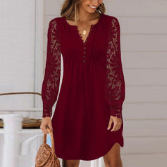 XXL 3XL Plus Size Lace Lady Long Sleeved Dress Women Clothing Spring Winter Large