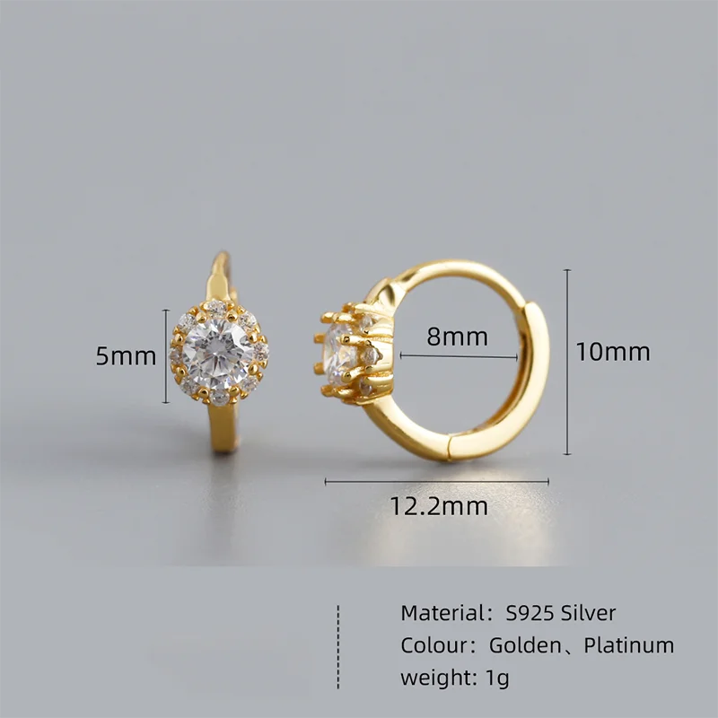 WANTME 925 Sterling Silver Luxury Shiny Zircon Huggies Hoop Earrings for Women Fashion Elegant Charms Wedding Party Jewelry Gift