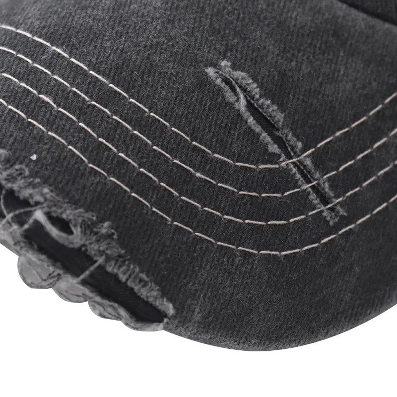 Vintage Washable Cowboy Baseball Cap Embroidery Snapback Hat for Men Women Worn Out Hip Hop Caps Adjustable Solid Cotton Sun Hat