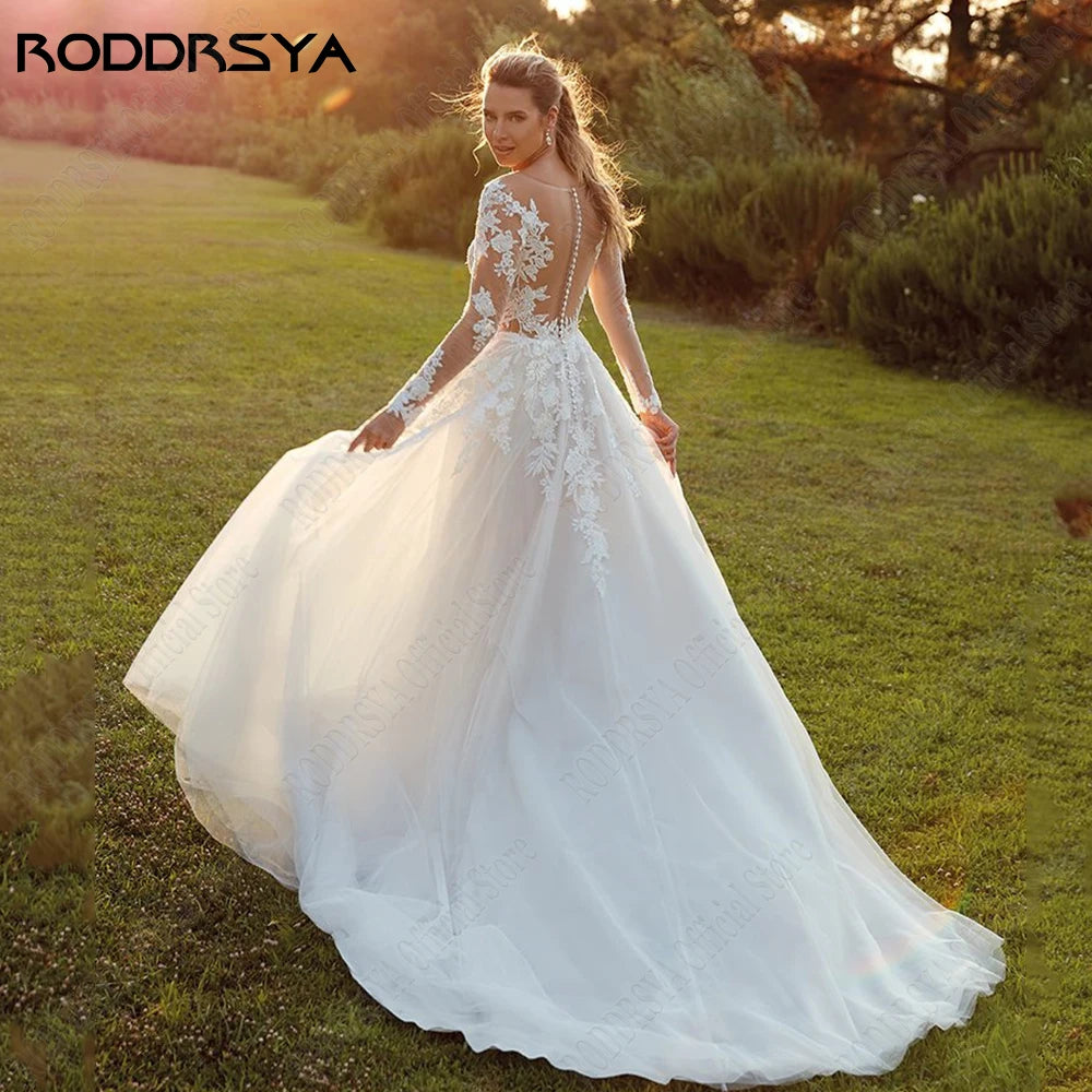 White Bridesmaid Dresses: Wedding Dresses For Woman Long Sleeves Illusion