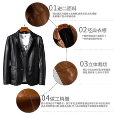 Leather Jacket Men's Slim Suit Leather Jacket Men's Spring And Autumn Biker