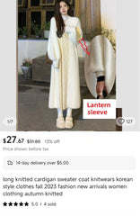 white Long Cardigan for women winter clothes Knitted fluffy long sleeve Cashmere