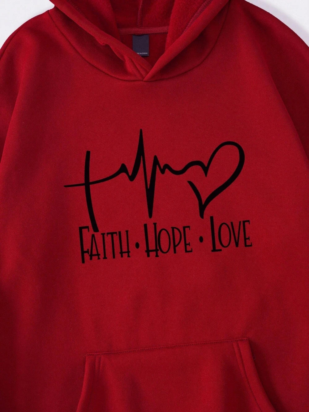 Faith Hope Love Letter Graphic Women Hoody Street Casual Loose Sweatshirt