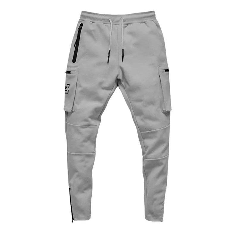 Men's Gym Fitness Multi-Pocket Workout Training Pants Cotton Jogging Sweatpants