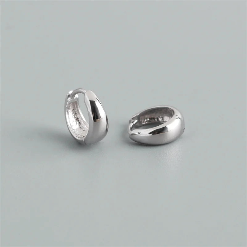 WANTME 925 Sterling Silver Simple Statement Matte Large Huggies Hoop Earrings for Men Women Fine Gothic Punk Charms S925 Jewelry