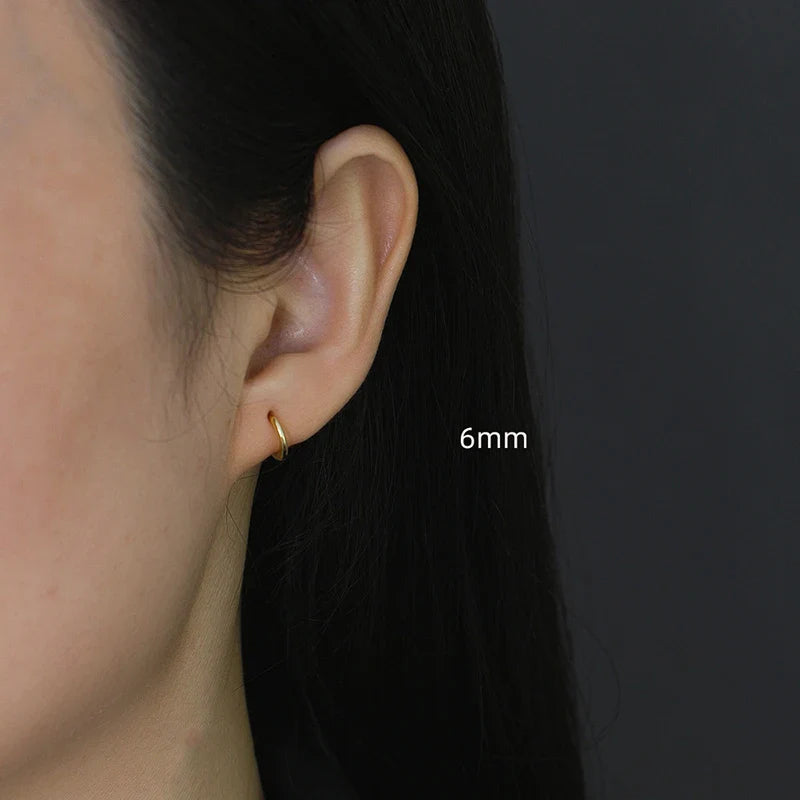 WANTME 925 Sterling Silver Minimalist Glossy Circle Hoop Earrings for Women Fashion Simple Ear Bone Piercing Jewelry Accessories
