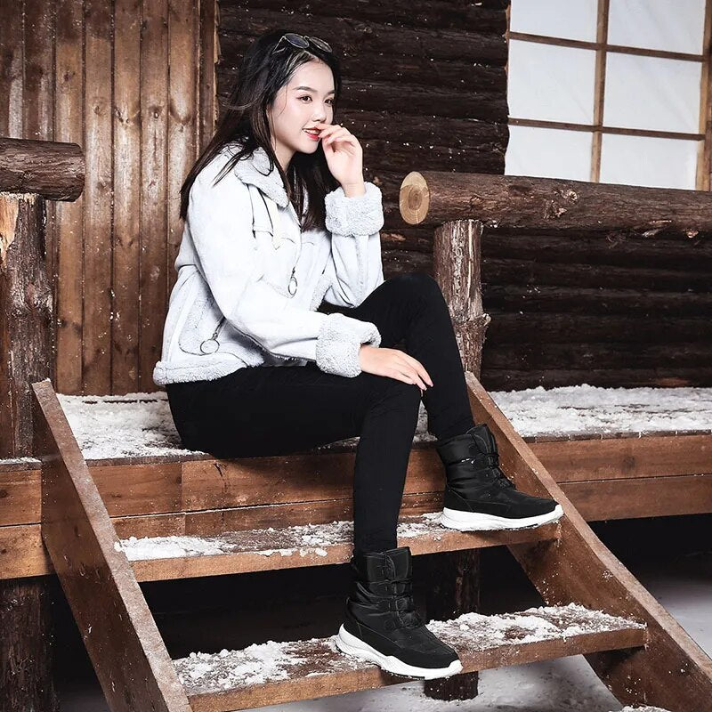 TUINANLE Women Boots Winter White Snow Boot Short Style