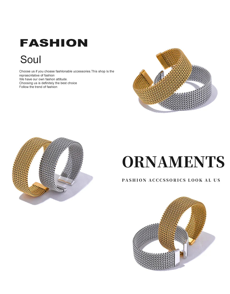 Yhpup 23mm Waterproof Stainless Steel Metal Wide Open Bracelet Bangle for Women High Quality Statement Texture Jewelry Bijoux