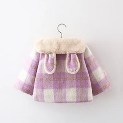 Winter Academy Style Checkered Baby Girls' Coat Sweet Fashion Warm