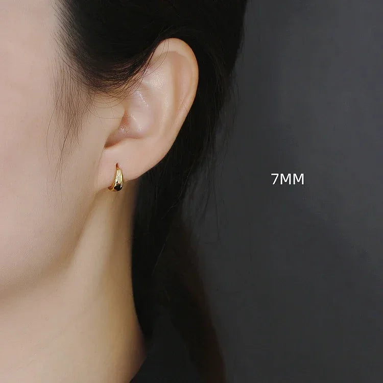 INZATT 100% 925 Sterling Silver 18K 6/7/8/9/10mm Round Hoop Earrings for Women Classic Fine Jewelry Minimalist Accessories