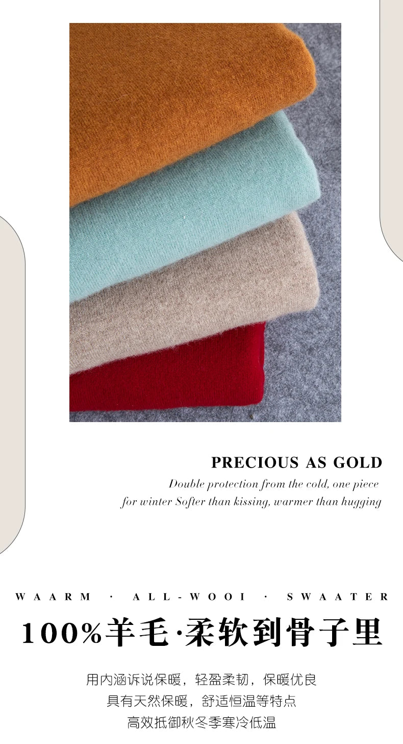 Pure Wool Sweater Men's Autumn Winter O-Neck Pullovers Business Casual