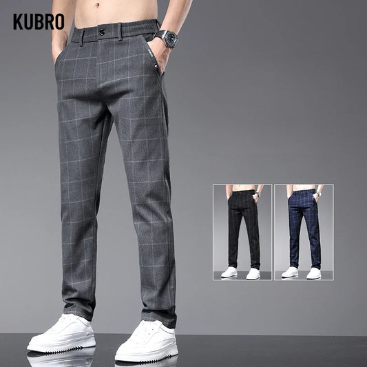 Summer Thin Ice Silk Office Men's Business Casual Suit Pants Korean Fashion