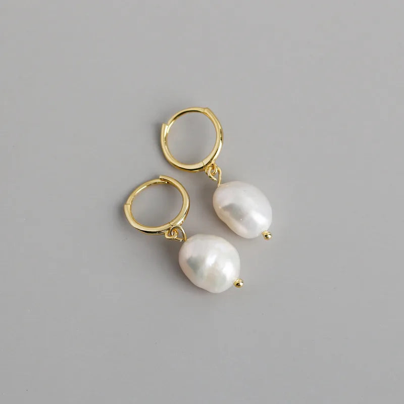 WANTME Genuine 925 Sterling Silver Natural Freshwater Baroque  Pearl Unusual Earrings for Women Chic Charming Goth Jewelry 2021