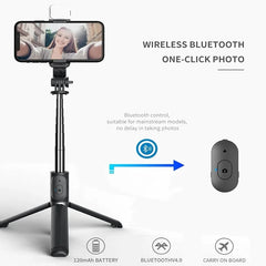 Phone Selfie Stick 1045mm with Wireless Bluetooth LED Fill Light Extended Tripod