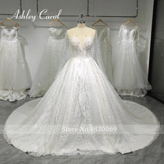 Wedding Dresses For Women 2024 Bride Long Sleeve Princess Sparkling Beaded