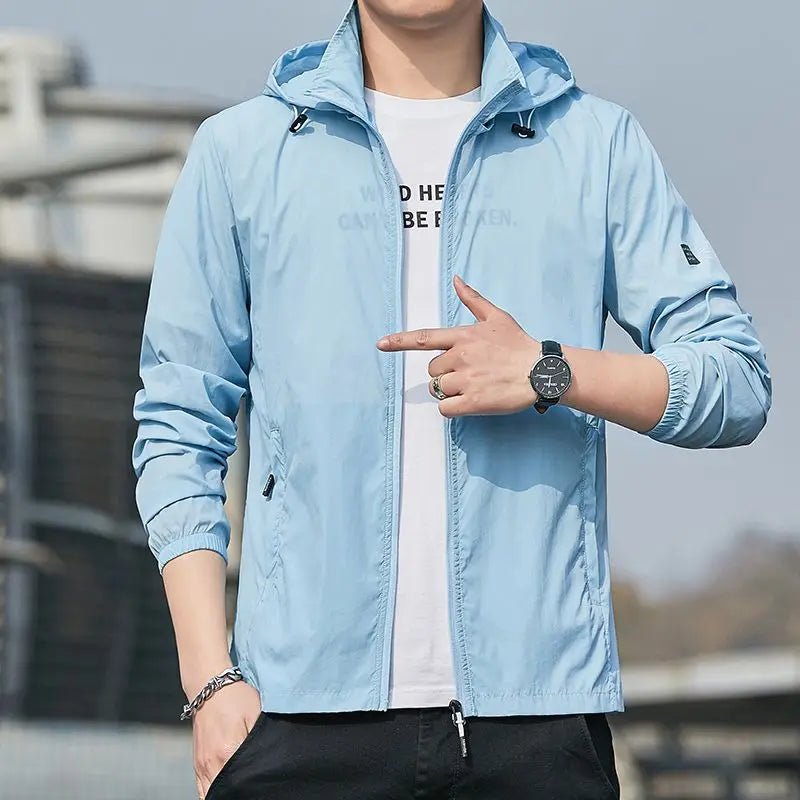 Summer Sun Protection Skin Coats Men Ultra-Light Sportswear Hooded Outwear Men