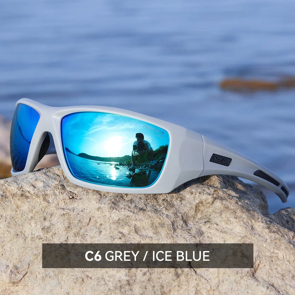 KDEAM Outdoor Sports Polarized Sunglasses Men's Fishing TR90 Frame UV Protection Lens Shield Sun Glasses Women Eyewear with Box