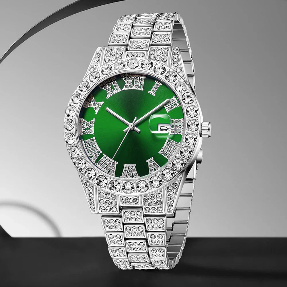 1PCS Women's Luxury Watch Set Trendy Luxury with Calendar and Water Diamond Quartz Watch Suitable for Daily Clothing Matching
