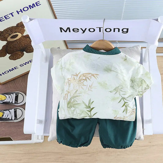 Summer Children Kids Girls Boys Clothes Infant Printe National Style Shirt Shorts 2pcs/Set Baby Toddler Costume 1 2 3 4 5 Ages