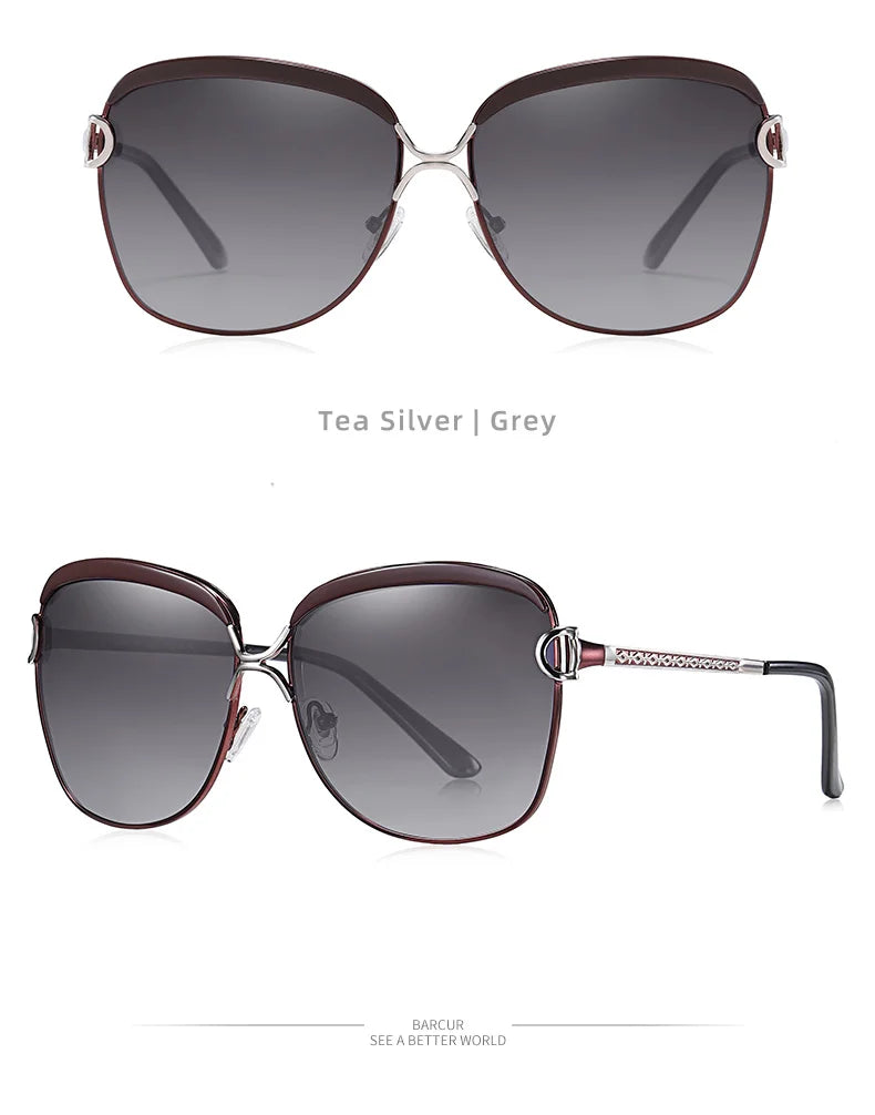 Polarized Ladies Sunglasses Women Gradient Lens Round Sun Glasses Square Luxury