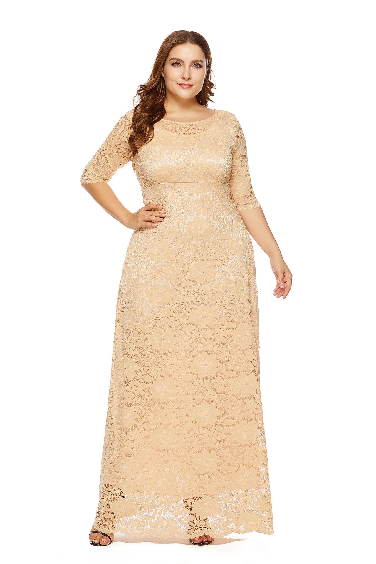 XL-6XL Plus Size African Dresses for Women Elegant African O-neck Lace Wedding Party Evening Maxi Dress Dashiki Africa Clothing