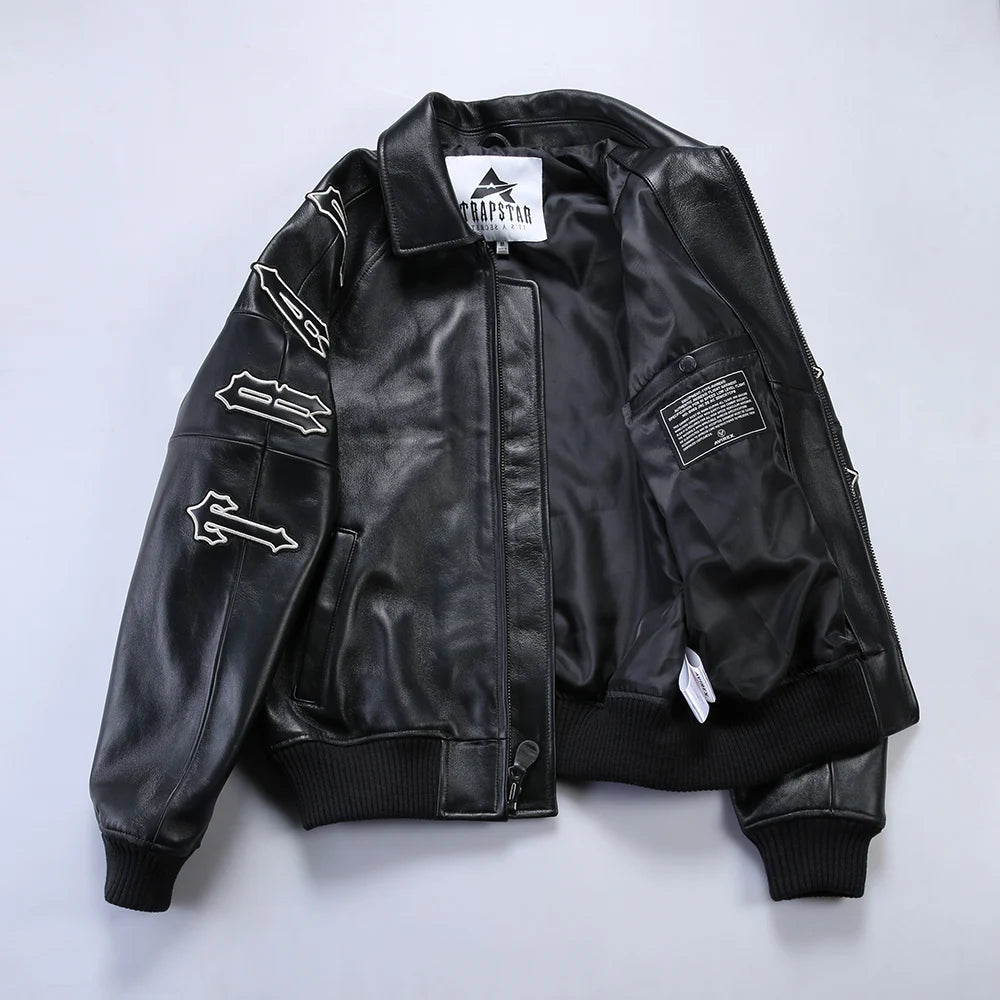 collaborative French lamb leather genuine leather jacket men's