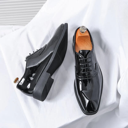 Luxury Polish Patent Leather Men Shoes Oxfords Dress Shoes Office Formal Social Shoes Male Party Wedding Shoes Men Free Shipping