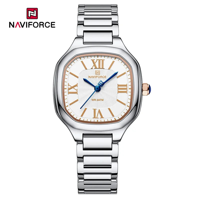 NAVIFORCE Brand High Quality Women Quartz Watch Stainless Steel Strap Casual Elegant Waterproof Wristwatch Relogio Feminino 2024