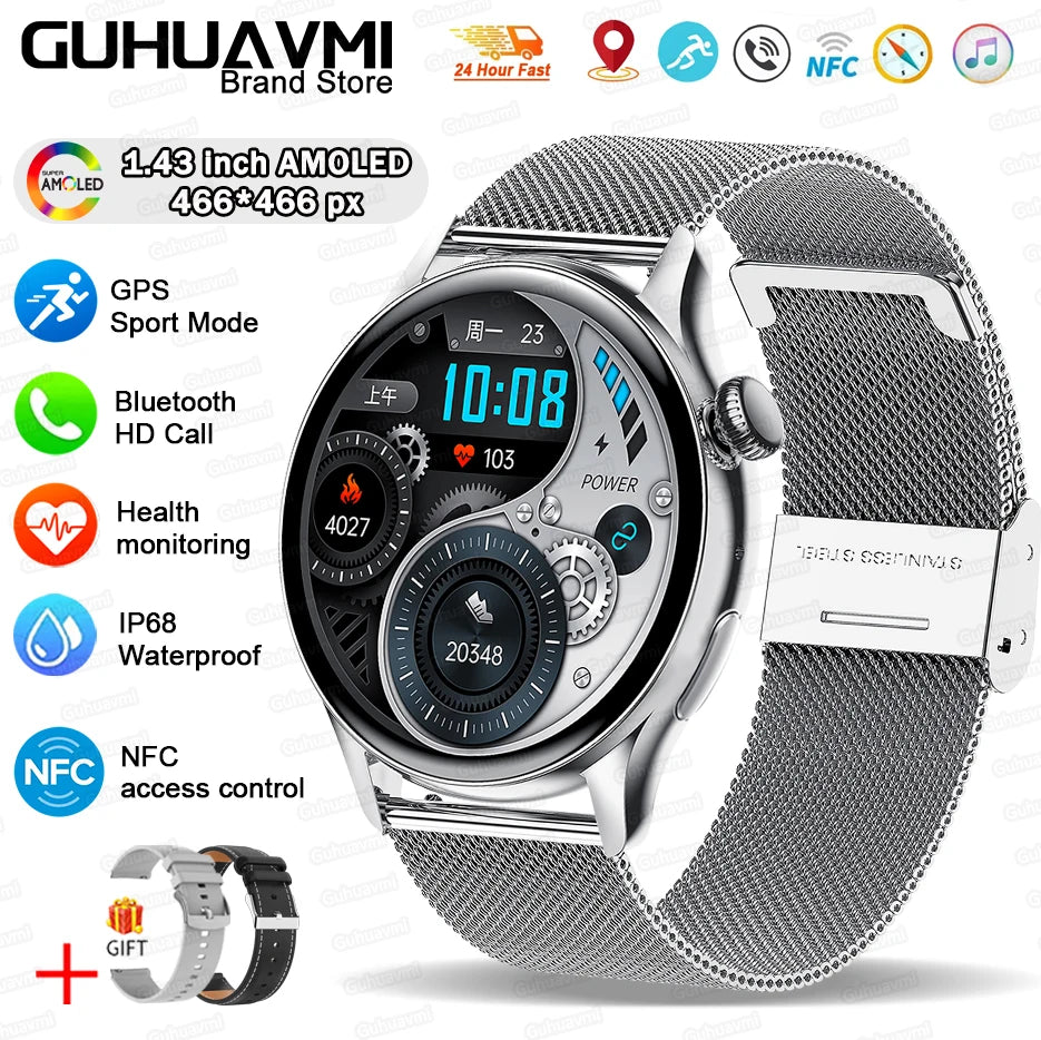 2026New Smart Watch Women Custom Dial NFC GPS trajectory clock Heart Rate bloodpressure BT Call Smartwatch For Android iOS mini