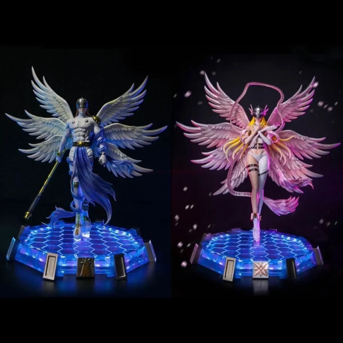 28cm Anime Digimon Adventure Figures Angewomon Angemon LED Action Figurines PVC Statue Model Collection Doll Toys Children Gift