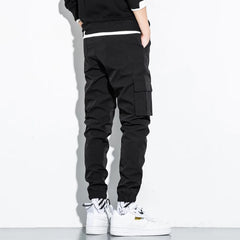 Men's Cotton Cargo Pants Plus Size Sports Drawstring Cargo Pants