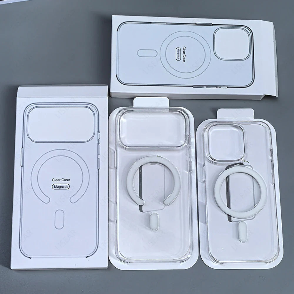 Original Clear Phone Case For iPhone 17 Air 16 15 14 13 12 Pro Max Mini For Magsafe Wireless Charging With Touch Camera Button