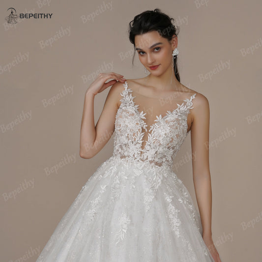 White Bridesmaid Dresses: Backless Scoop Lace Wedding Dresses For Bride France