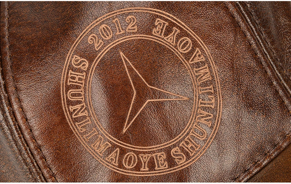 Fashion Men Genuine Cowhide Leather Baseball Cap Casual Real Leather Hat Autumn Winter Real Cowhide Leather Ear Protection Caps