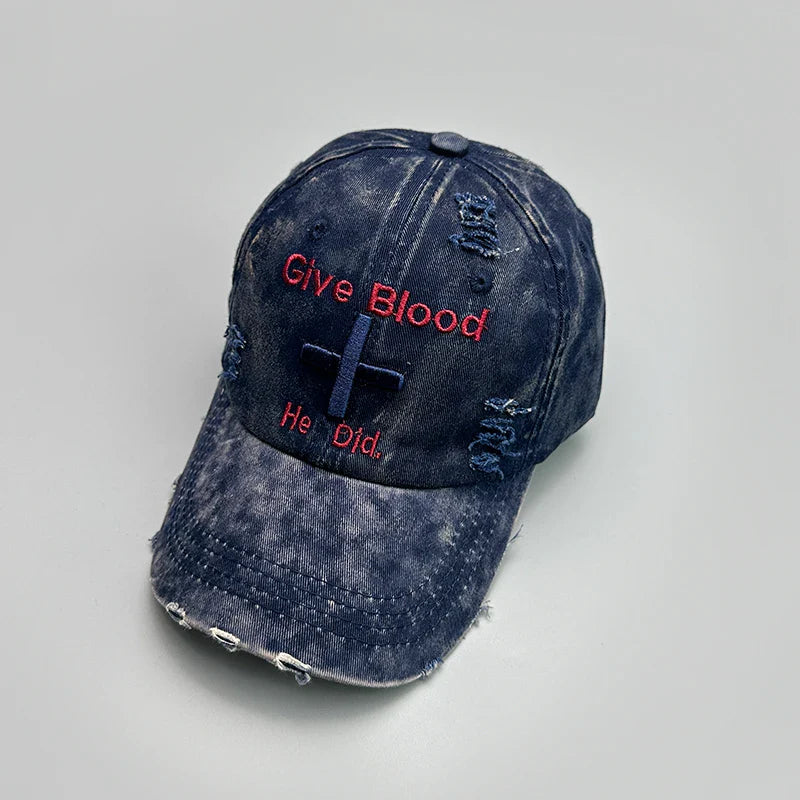 New Unisex Letter Tie-dye Embroidery American Vintage Baseball Hats Versatile Fashion ins Broken Breathable Casual Peaked Caps