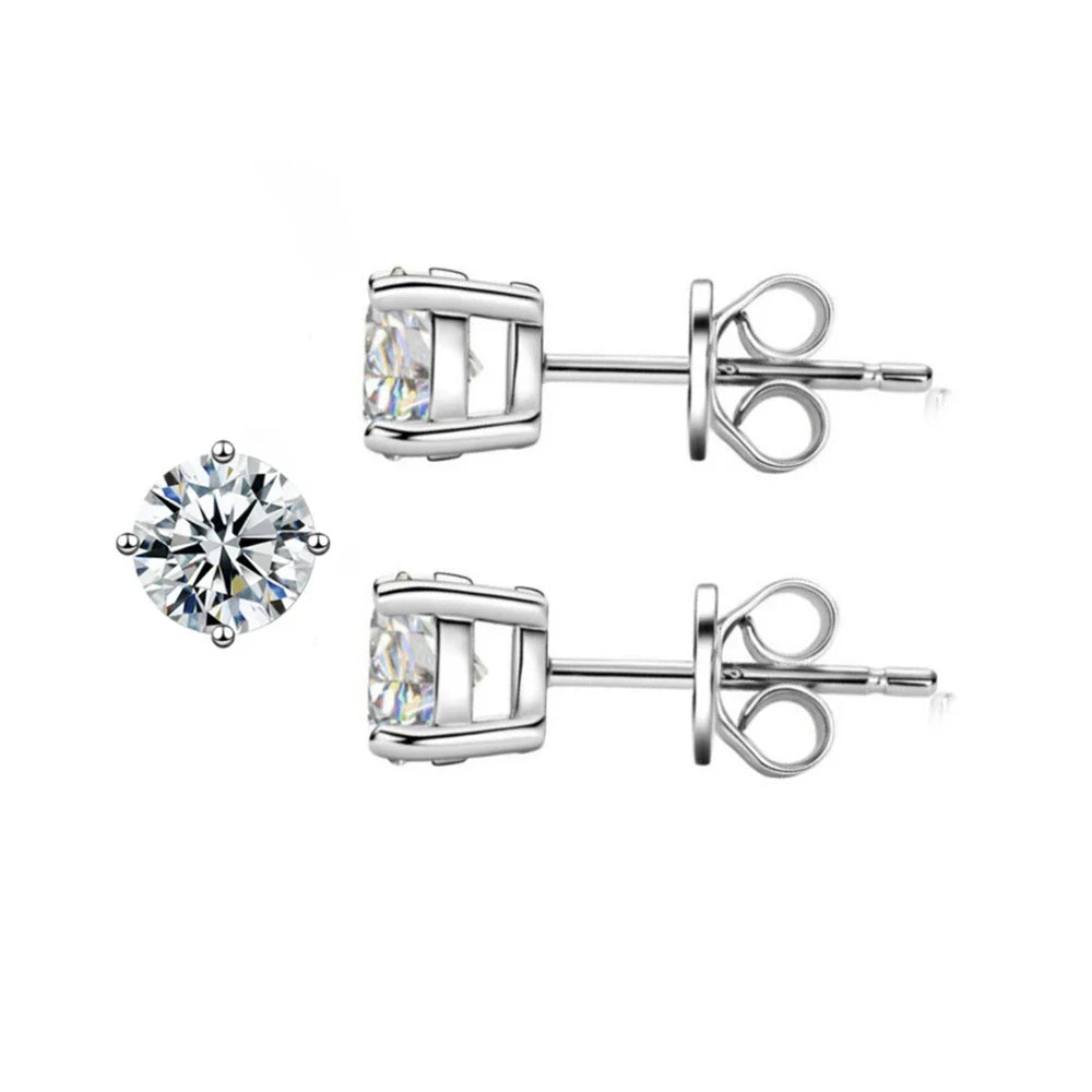 Cbtb Classic Sterling Silver 925 Gold Silver Four Claw Stud Earrings for Women Weddings Birthdays Moissanite Jewelry Luxury Gift